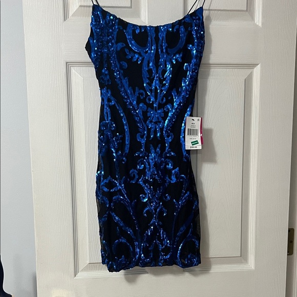 Belk Blue Sequin Mini Dress - Picture 1 of 5